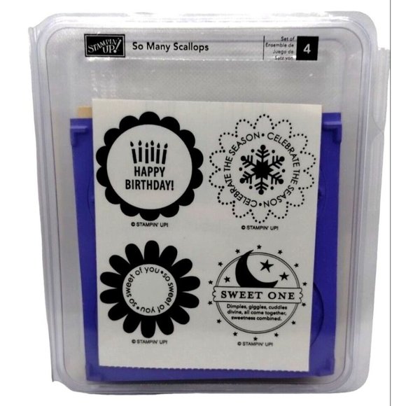 Stampin Up So Many Scallops 4 Piece Rubber Stamp Kit Unmounted 2008 Celebrations - Picture 1 of 5